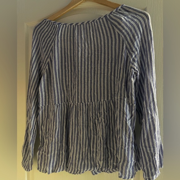 WOMENS OLD NAVY BLUE WHITE STRIPED LONG SLEEVE TUNIC BLOUSE - Picture 5 of 5